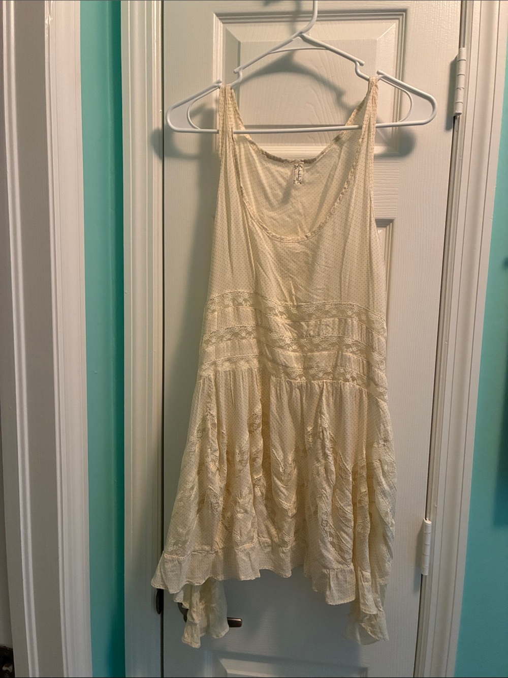 Free People Cream Polka Dot Slip Top
